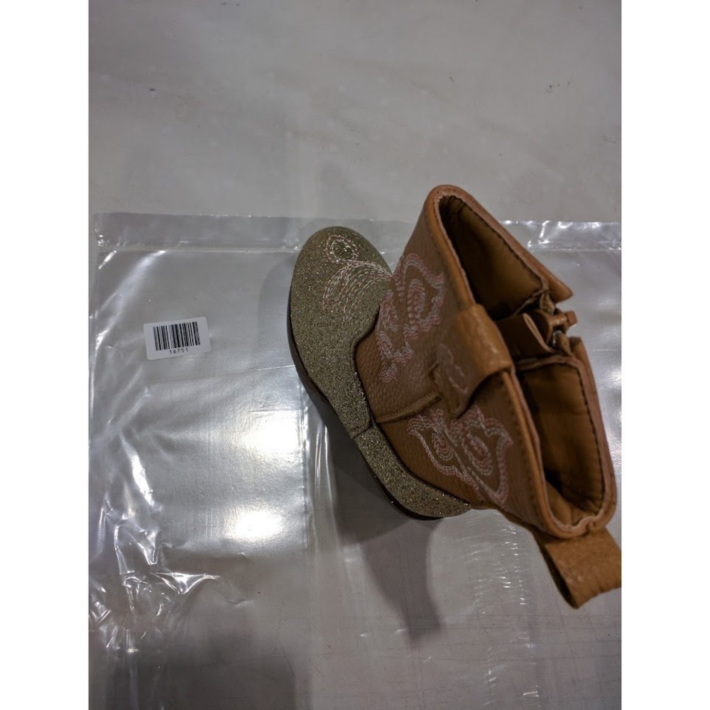 First Steps Tan Glitter Cowgirl Boots Size 6